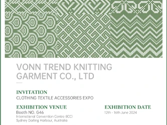 Vonn Trend Knitting Garment, 시드니에서 열리는 Clothing Textile Accessories Expo에서 최신...